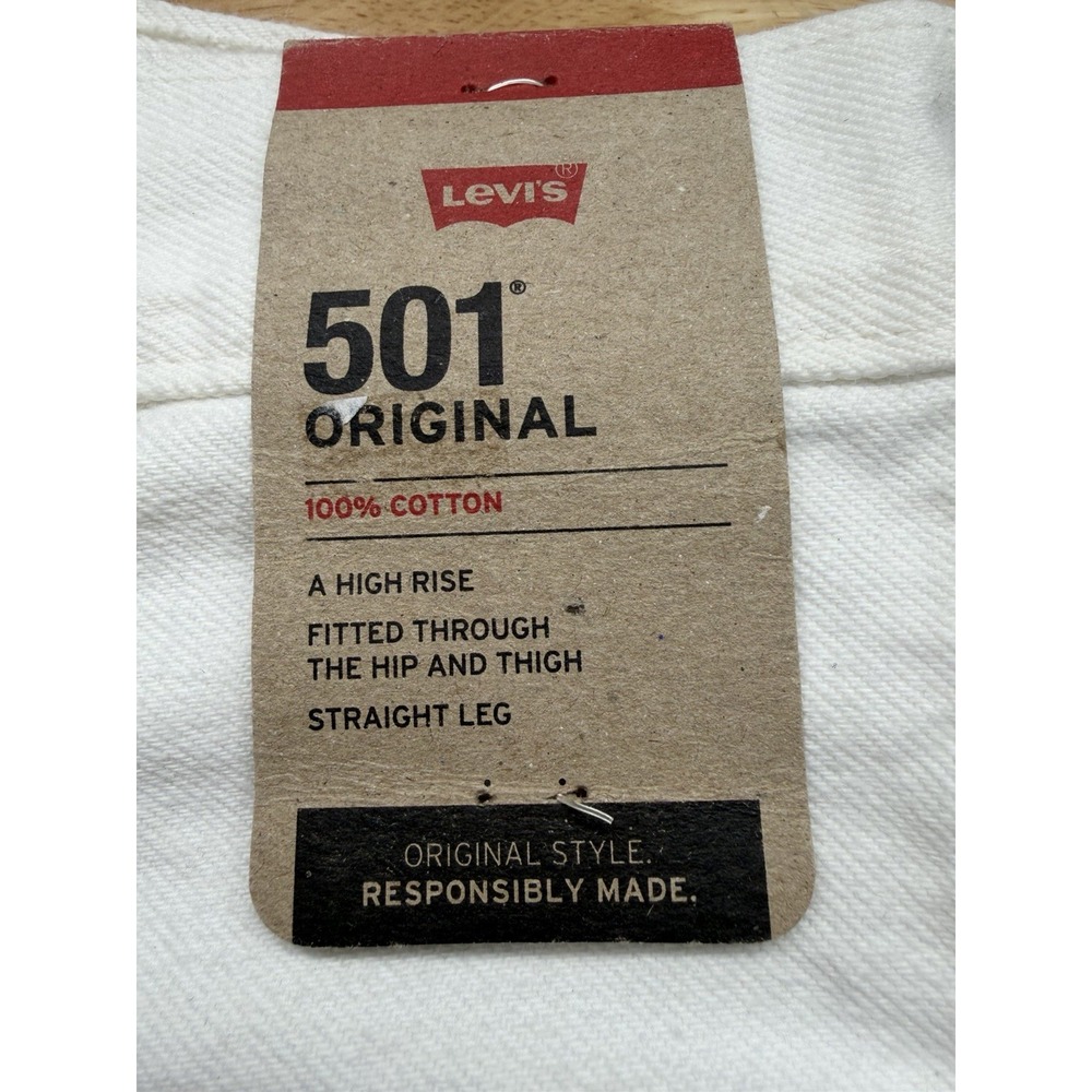 Levis 501 Original Fit Jeans Straight Leg Button Fly‎ 100% Cotton 33x30 White - Picture 5 of 12